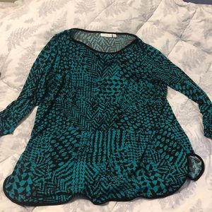 Susan Graver long sleeve shirt with ruched sleeves